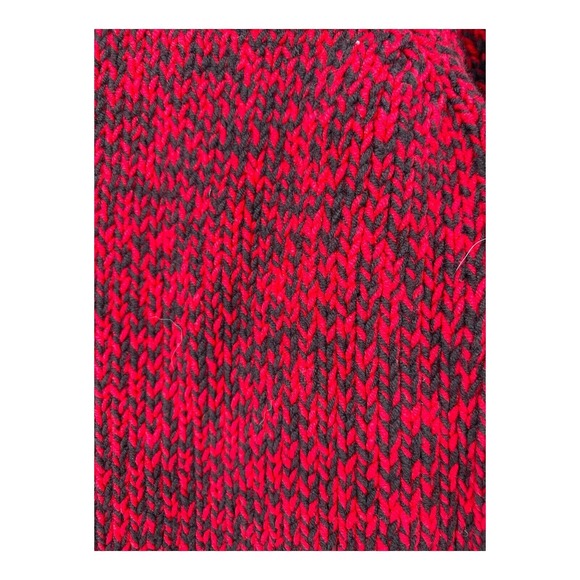 NWT Chaps Luxury Red Black Marled Fold Down Thick Knit Art-to-Wear Sweater Sz 2X - Picture 2 of 10